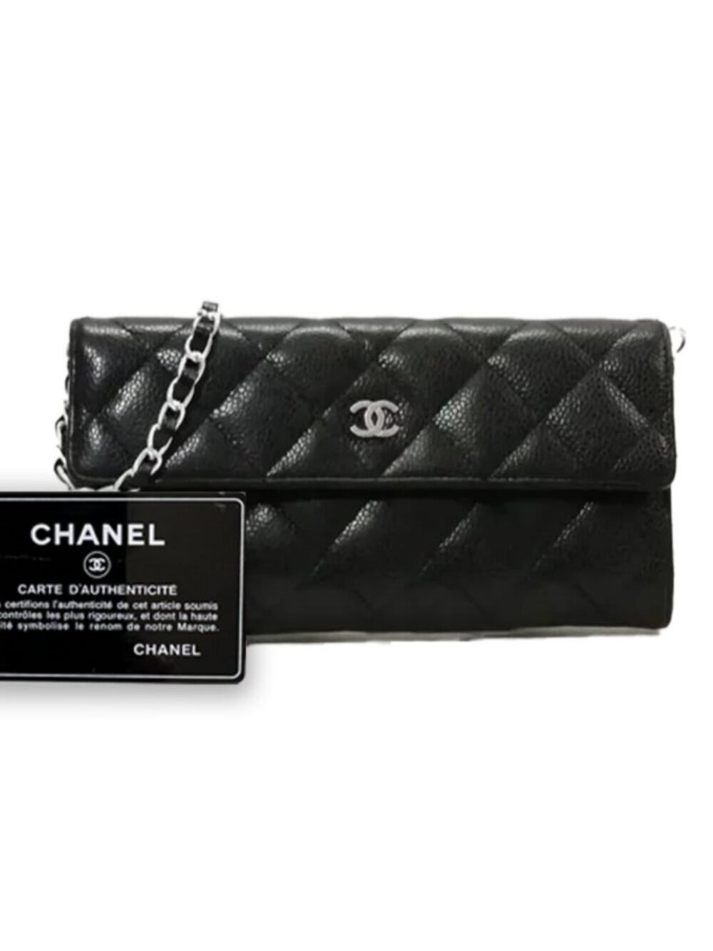 Chanel CC Classic Caviar Flap Wallet Chain Shoulder Bag Crossbody Black